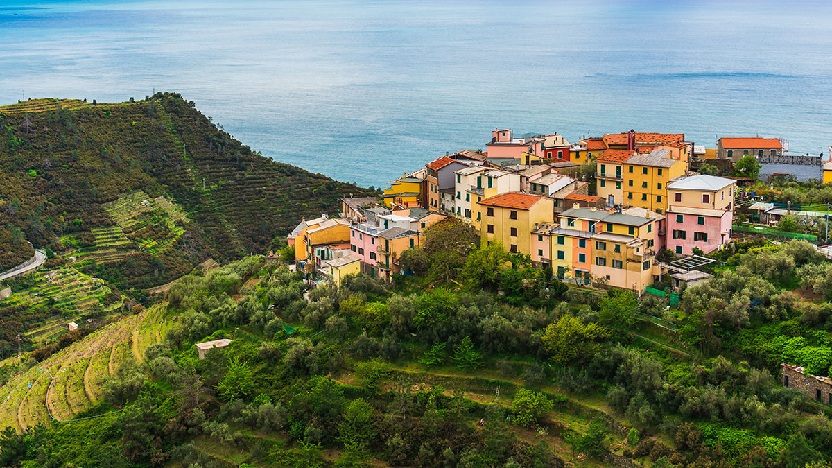 Volastra was lost to a fierce Saracen raid - but what of the lost treasure? An elevated view over Volastra, Liguria