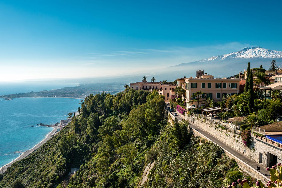 A captiviating view across the Ionian sea, with Mount Etna in the background