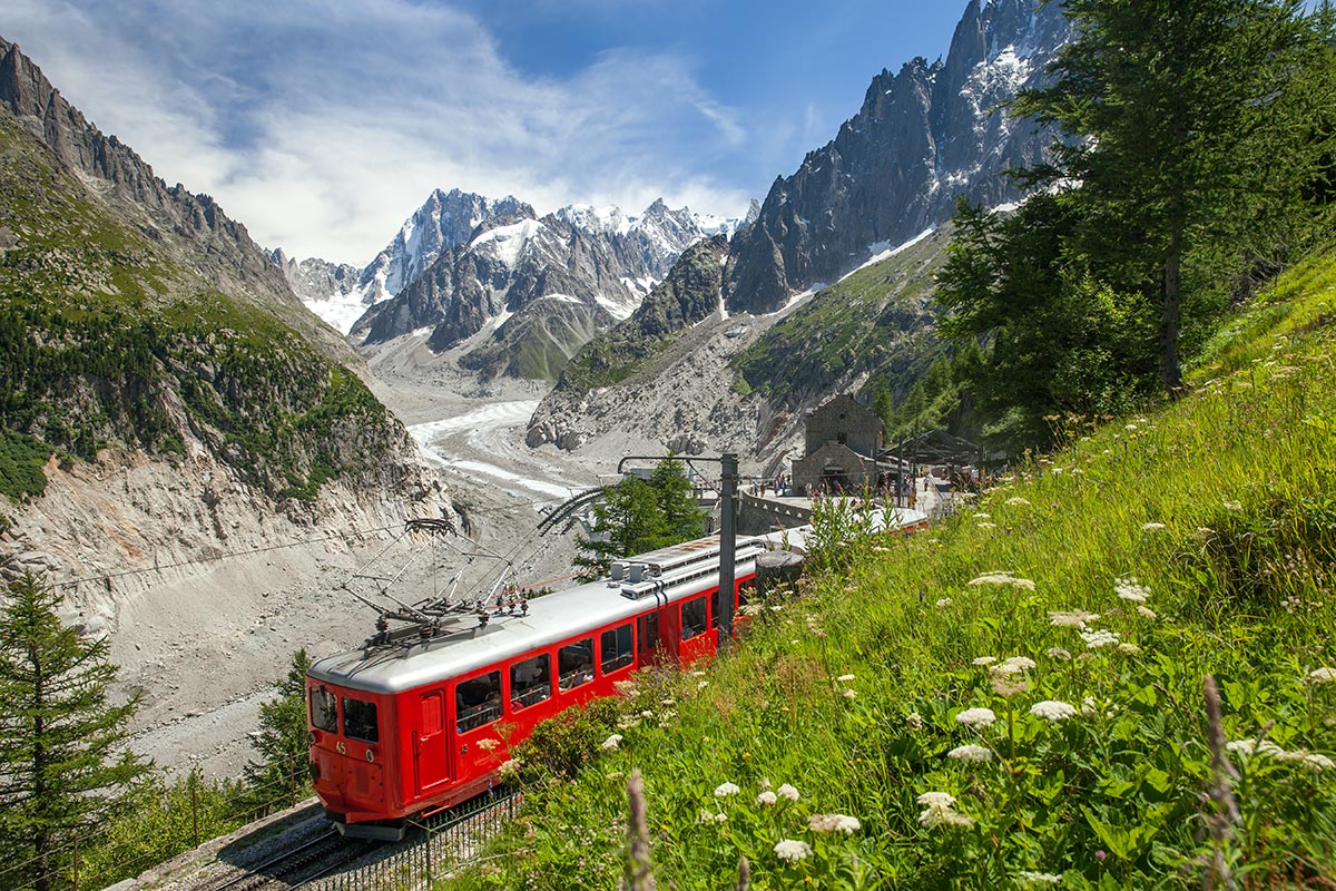 A picturesque view of the Montenver rack and pinion railway 
