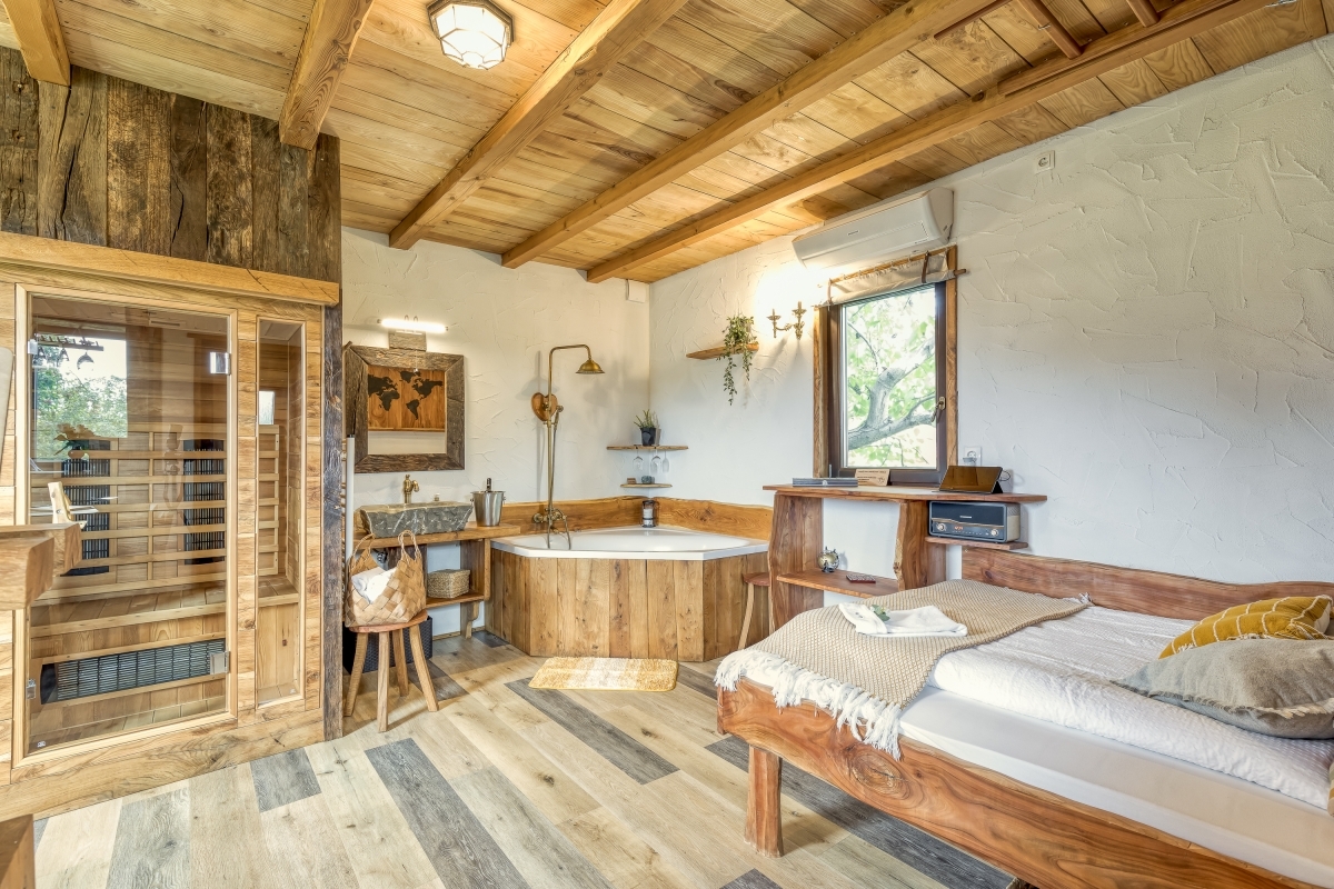 Authentic and naturally restored all-wood holiday treehouse with a private sauna bath at Happy.Rentals property ID 6082 in Ljutomer, Slovenia