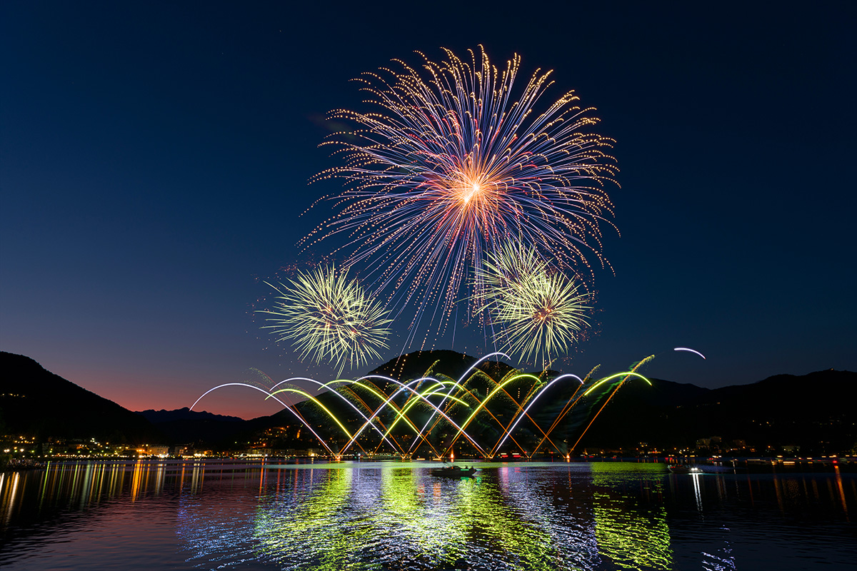 Fuochi d'artificio spettacolari sul lungolago di Lugano
