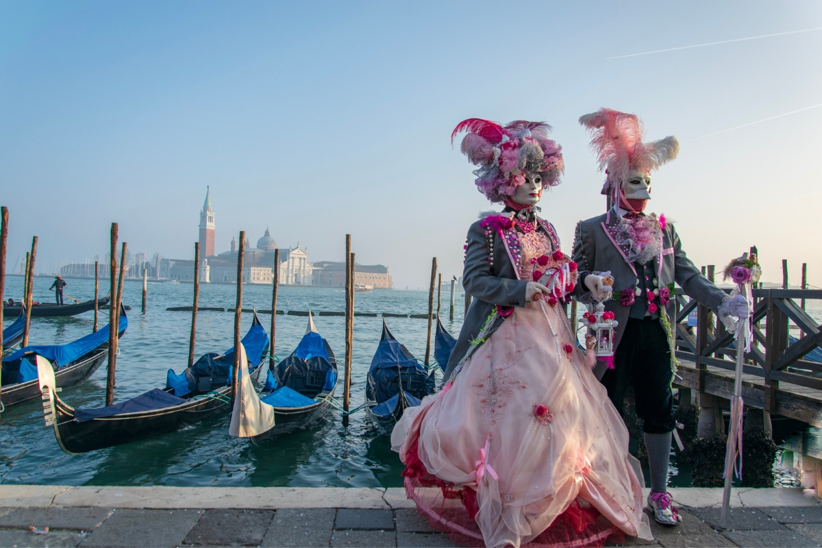 The beautifully detailed and characteristic carnival costumes of Venice