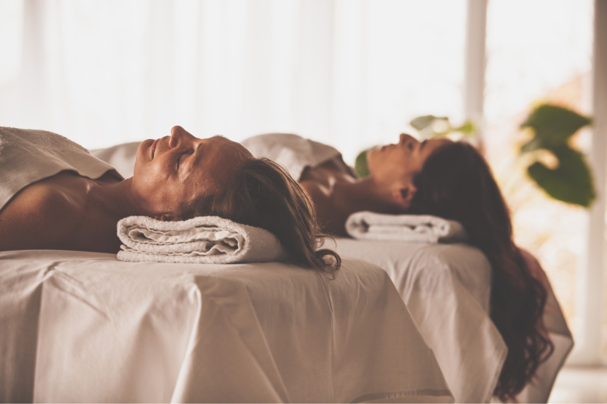 two women enjoy a relaxing spa time