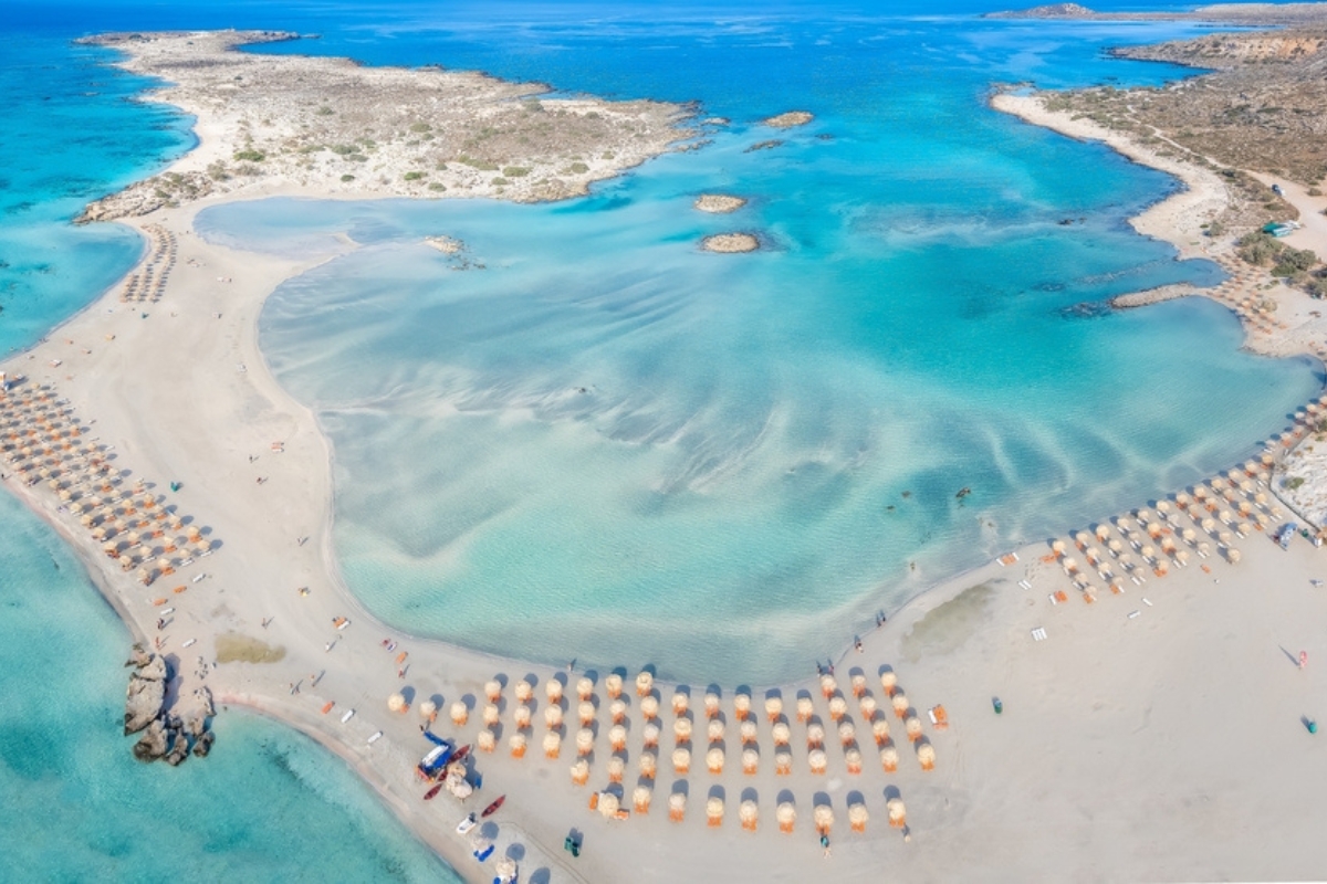 Aerial view of Elafonissi beach, Crete, Greece