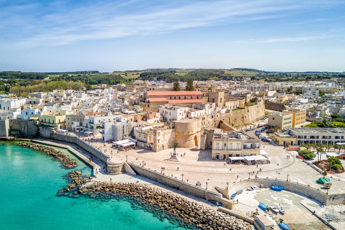 Arieal view of the Otranto’s coast and its famous castle  