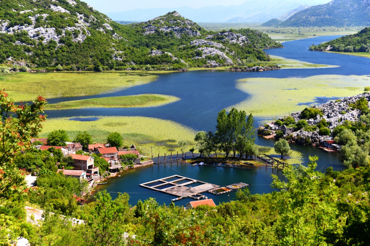 Karuc village on Lake Skadar, Montenegro, the largest lake in the Balkan Peninsula
