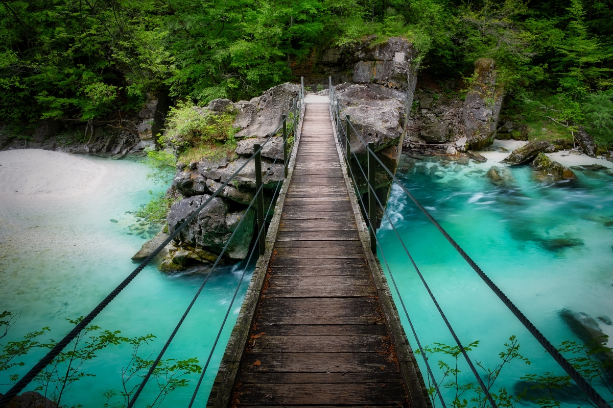 Ponte sul fiume Isonzo, Slovenia, Alpi Giulie