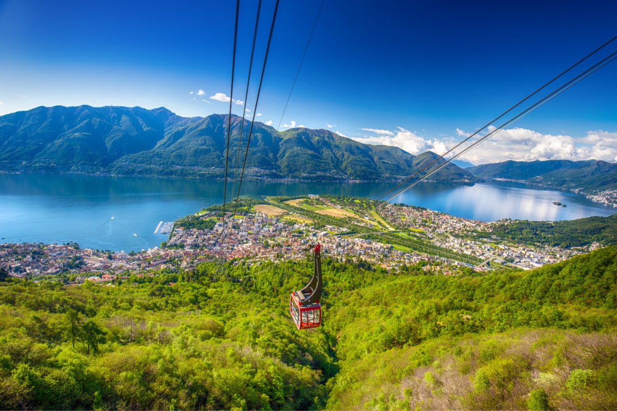 View to Locarno city from Cardada mountain, Swiss Alps, Switzerland