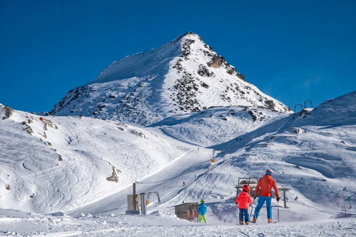 Skiers enjoy the white slopes in the Macugnaga ski resort