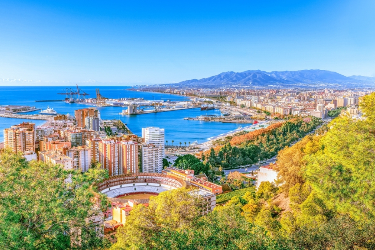 Malaga aerial cityscape, Costa del Sol, Andalusia, Spain