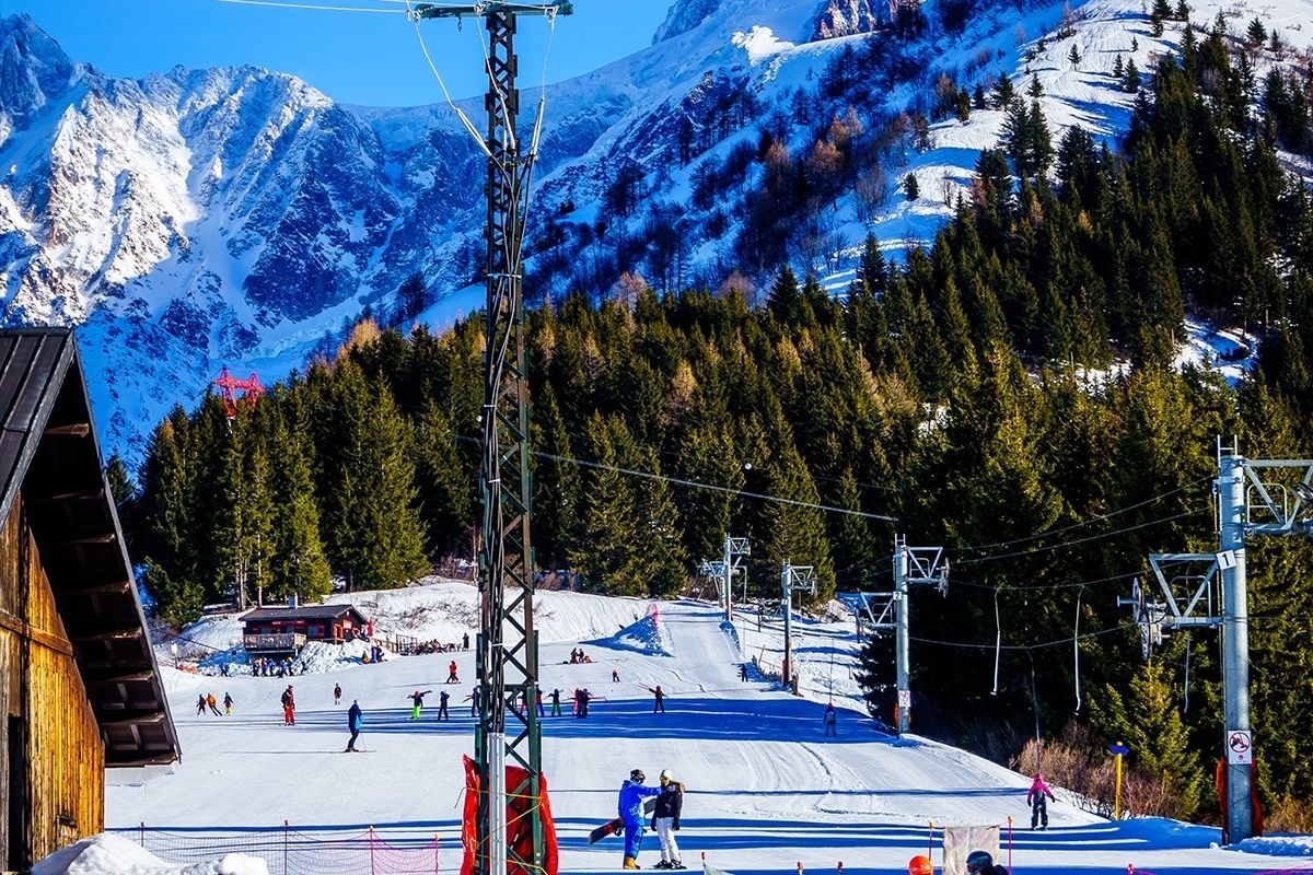 People skiing on the slopes at Les Houches