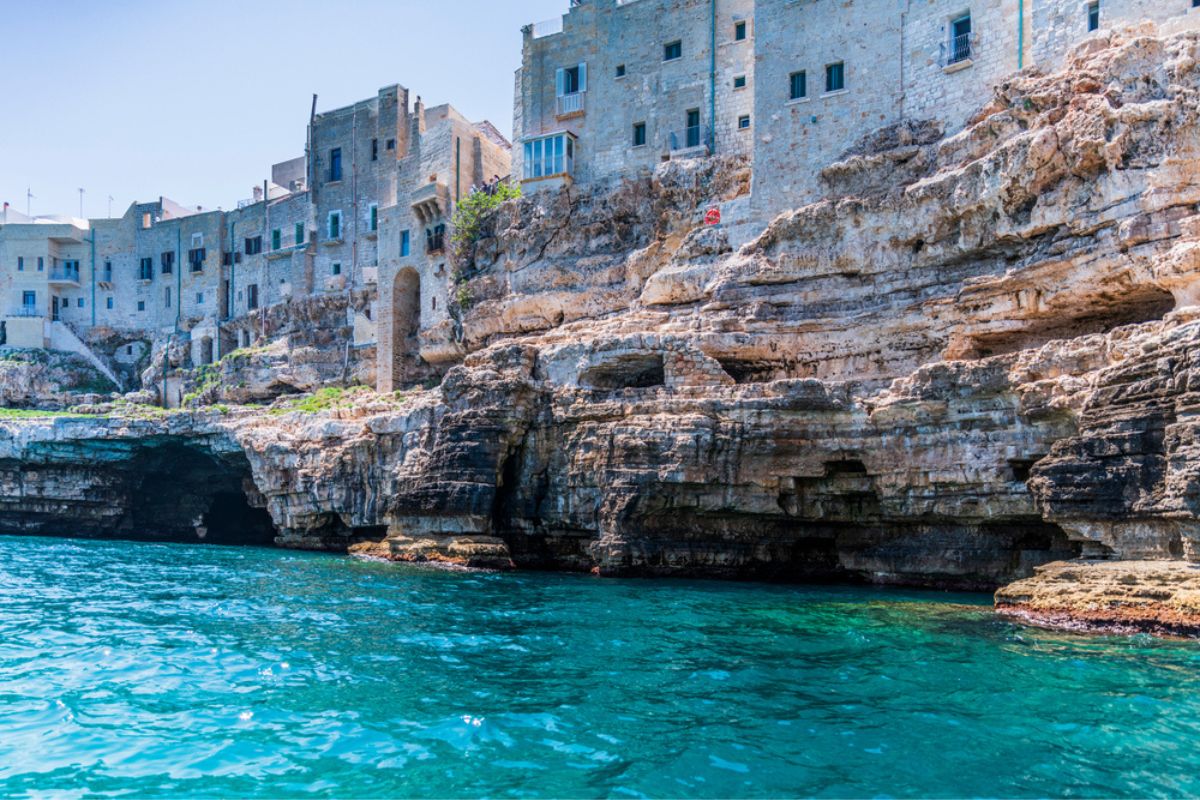 Some of the many sea caves in Polignano a Mare 