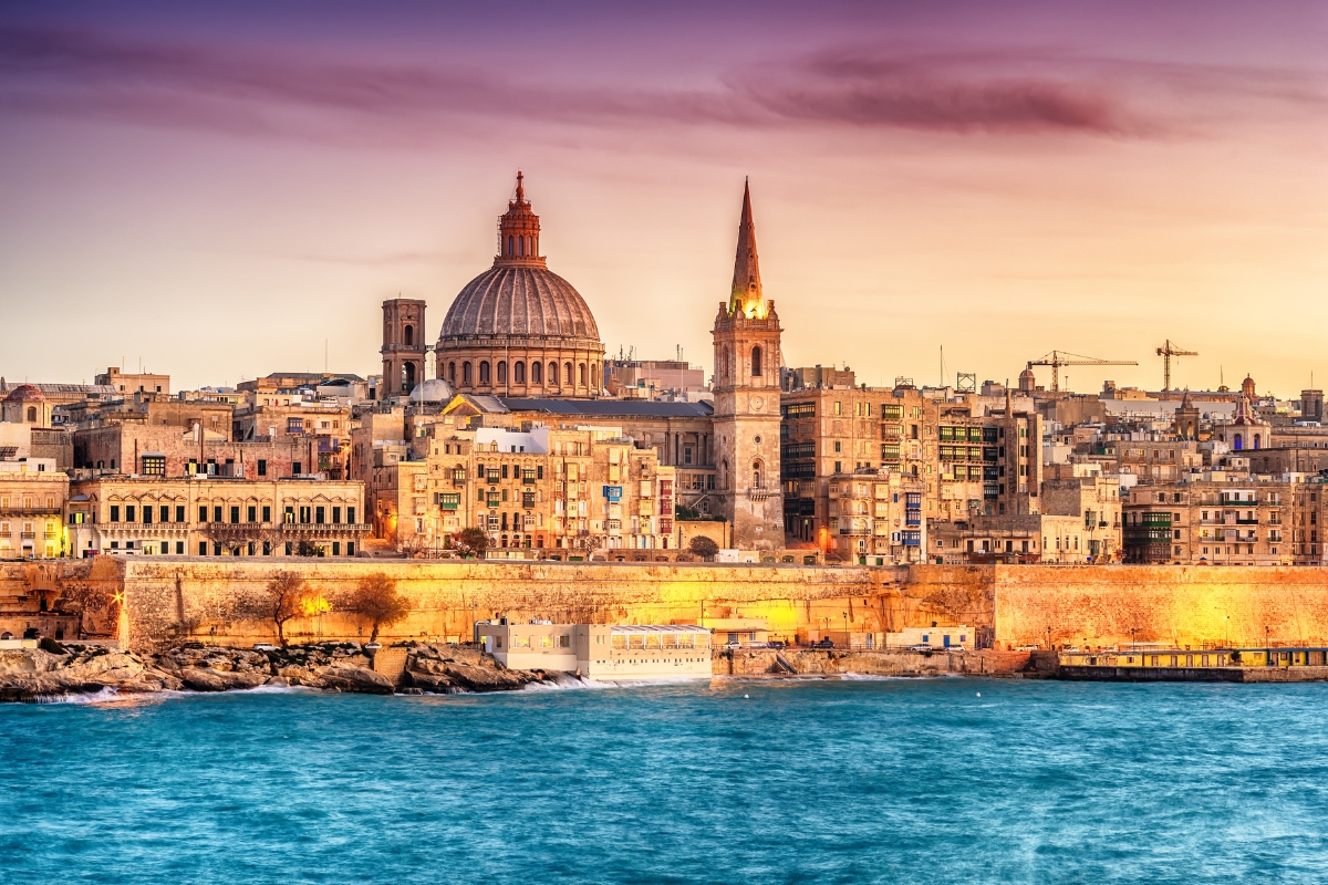 Sunset at Marsans harbour, Valletta, Malta