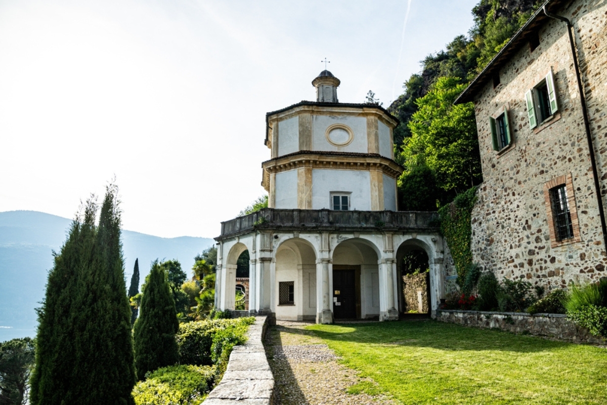 The Baroque Chapel of S. Antonio da Padova close to the cemetery of the village. Morcote, Switzerland