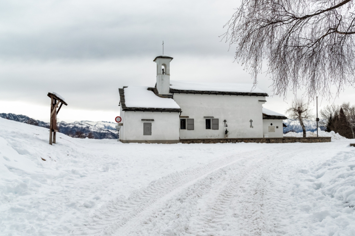 Madonna of the snow Church in Forcora pass, Val Veddasca