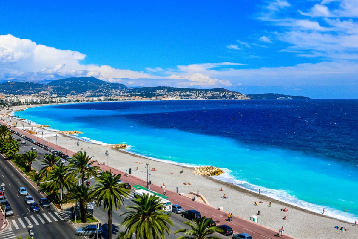 The iconic Promenade des Anglais on a sunny summer day, Nice, French Riviera