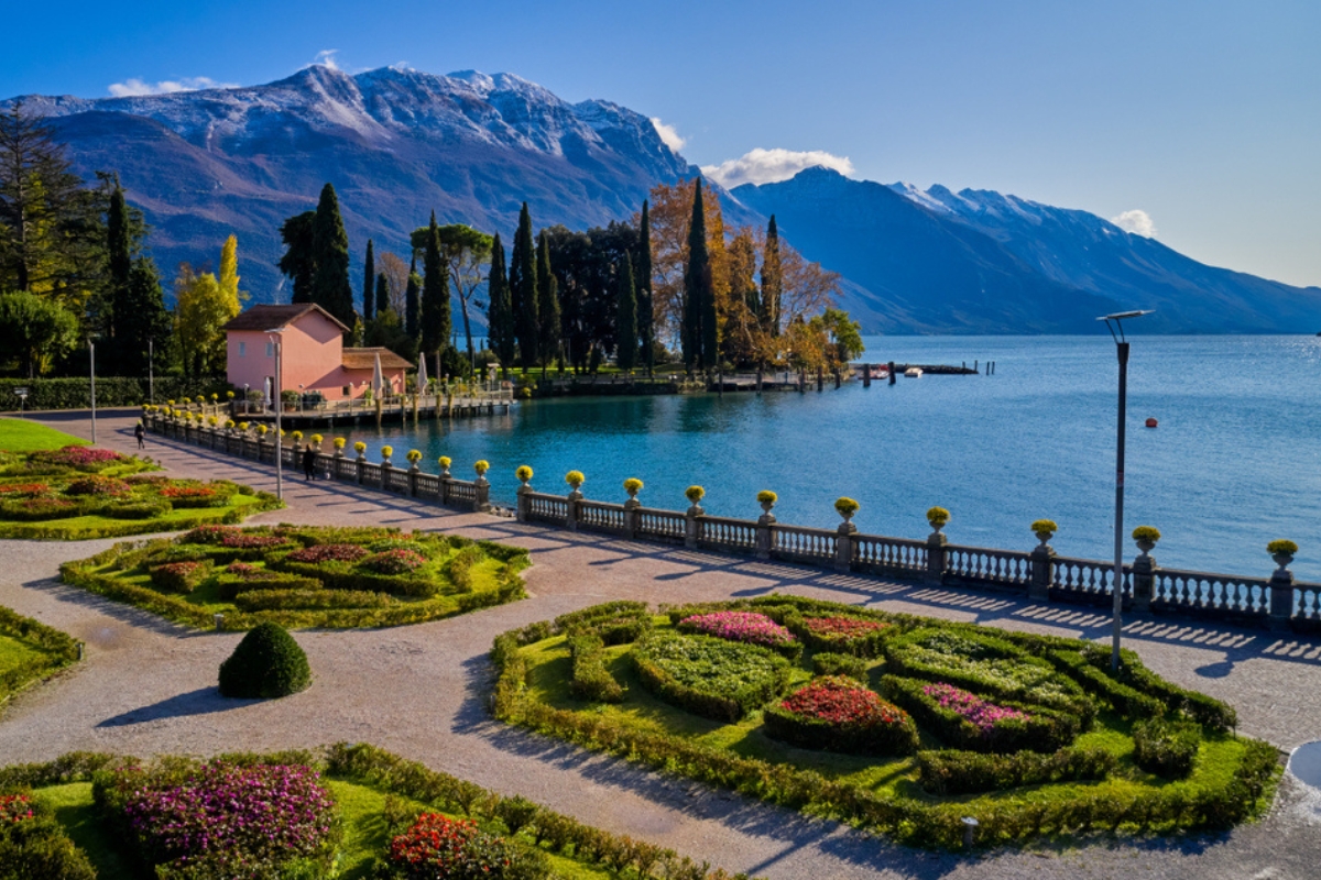 Panoramic view of the beautiful Lake Garda in Riva del Garda town, Trentino Alto Adige region,Italy