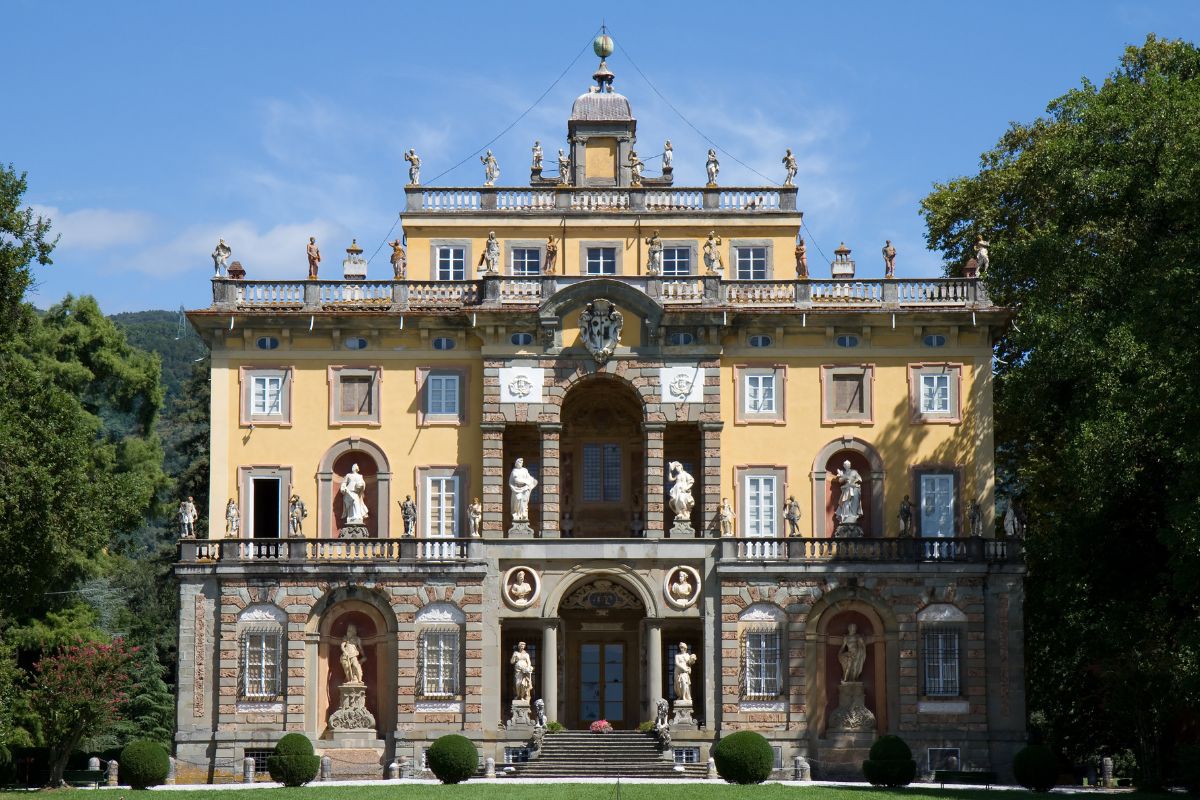 The beautiful baroque facade of Villa Torrigiani near Capannori in the Lucchesia area