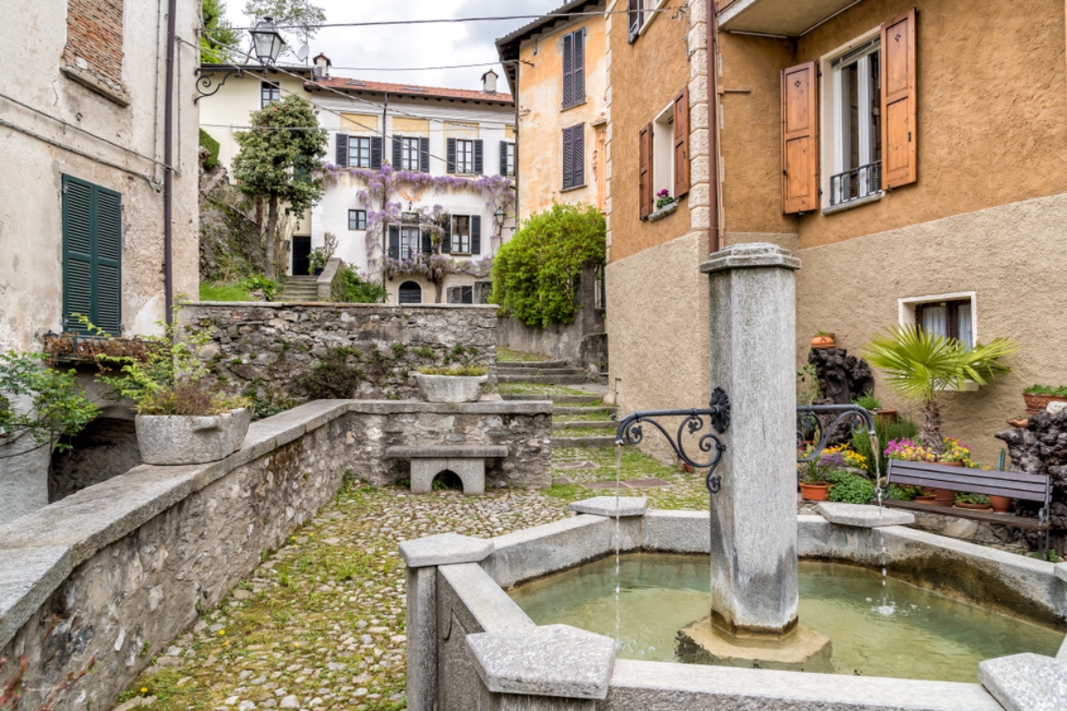 Narrow streets of Castello Valsolda. A small village of ancient origin in the municipality of Valsolda, located on Lake Lugano province of Como, Italy