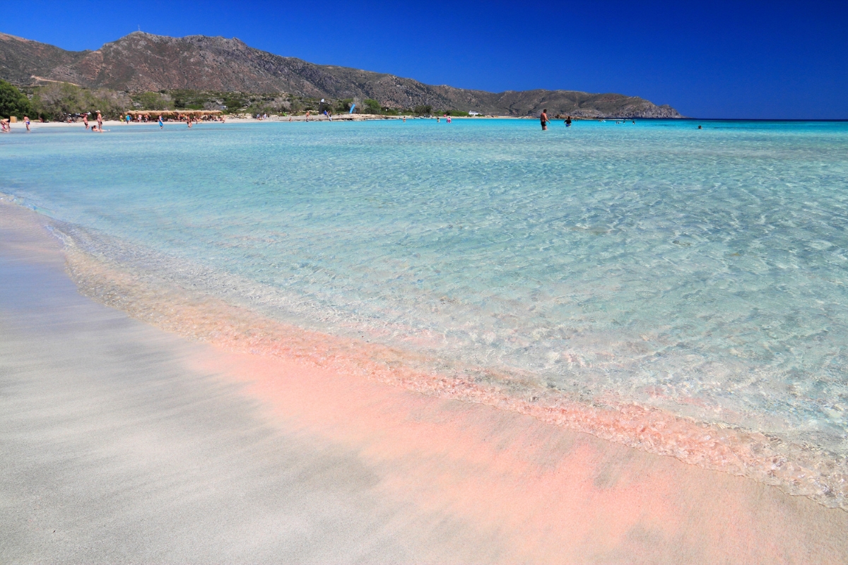 The pink sands of Elafonissi beach, Crete, Greece
